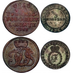 German States 1-1/2 Pfennig & 3 Kreuzer 1753 - 1815