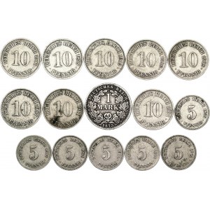 Germany - Empire Lot of 15 Coins 1875 - 1913