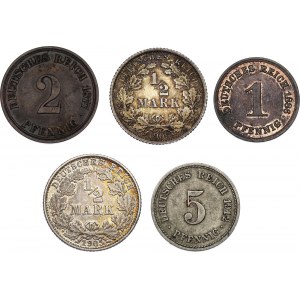 Germany - Empire Lot of 5 Coins 1877 - 1912