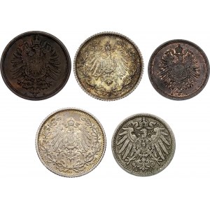 Germany - Empire Lot of 5 Coins 1877 - 1912