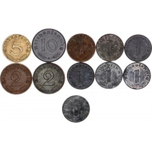 Germany - Third Reich Lot of 11 Coins 1938 - 1945