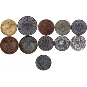 Germany - Third Reich Lot of 11 Coins 1938 - 1945