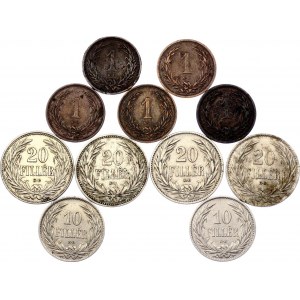Hungary Lot of 11 Coins 1892 - 1914 KB