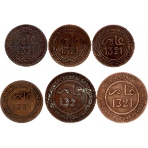 Morocco Lot of 6 Coins 1903 AH 1321