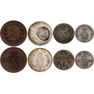 Norway Lot of 4 Coins 1691 - 1889