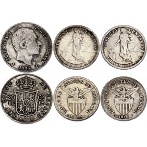 Spain & Philippines 20 Centimos - 2 x 20 Centavos 1885 - 1915