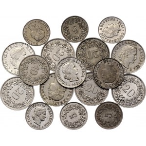 Switzerland Lot of 17 Coins 1908 - 1939 B