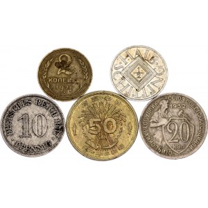 World Lot of 5 Coins 1907 - 1946