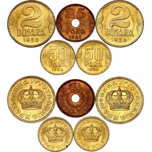 Yugoslavia Lot of 5 Coins 1938