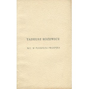 RÓŻEWICZ Tadeusz - Nic w płaszczu Prospera [wydanie pierwsze 1962] [okł. Ewa Frysztak-Witowska]