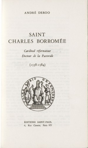 DEROO André - Saint Charles Borromée [Paryż 1963] [luksusowa oprawa Stanisława Wilczka]