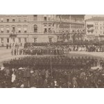[cardboard photograph] BRANDEL Konrad - Saski Square in Warsaw. Celebration on the occasion of the coronation of Tsar Alexander III [May 1883].