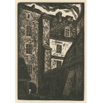 [woodcut] CIEŚLEWSKI Tadeusz (son) - The courtyard of the Baryczek tenement house in the Old Town [1937].