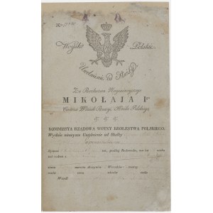 Wojsko Polskie. Uwolnienie od służby trębacza 2 Pułku Piechoty Liniowej [1827] [z podpisem generała brygady Antoniego Darewskiego]