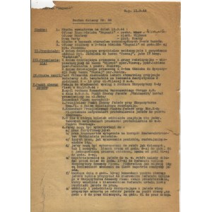 [powstanie warszawskie] Odcinek Bogumił. Rozkaz dzienny nr 38 z dn. 11.09.1944 r., dotyczący m.in. grzebania poległych i zmarłych oraz punktów zbornych dla jeńców niemieckich [z podpisem Władysława Garlickiego ps. Bogumił]