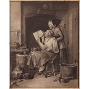 INDEPENDENT PAINTER (19th century - 20th century), Reading couple