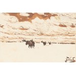 Julian FAŁAT (1853-1929), Elks in landscape