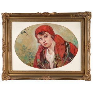 Wincenty WODZINOWSKI (1866-1940), A Krakowian woman in a shawl (1927)