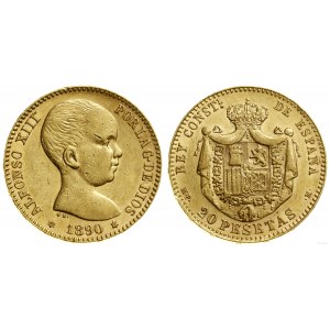 Hiszpania, 20 peset, 1890 M, Madryt