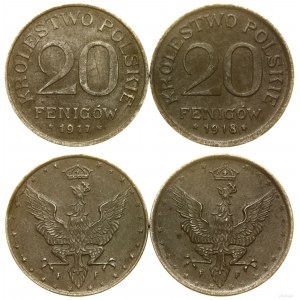 Poľsko, sada 2 x 20 fenigov, 1917 a 1918, Stuttgart