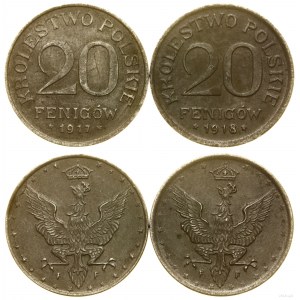 Polska, zestaw 2 x 20 fenigów, 1917 i 1918, Stuttgart