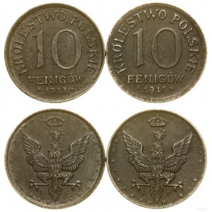 Poland, set of 2 x 10 fenig, 1917 and 1918, Stuttgart