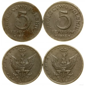Poland, set of 2 x 5 fenigs, 1917 and 1918, Stuttgart