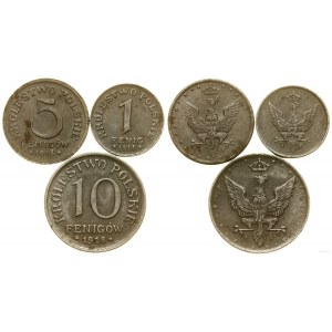 Polsko, sada 3 mincí, 1918 F, Stuttgart
