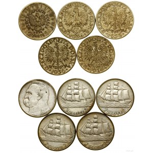 Polska, zestaw: 5 x 2 złote, 1934-1936, Warszawa
