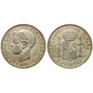 Španělsko, 5 peset, 1897 SG-V, Madrid