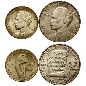 Cuba, set: 25 and 50 centavo, 1953, Philadelphia