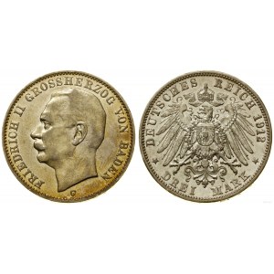 Niemcy, 3 marki, 1912 G, Karlsruhe
