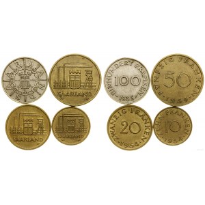 Niemcy, zestaw: 10, 20, 50 i 100 franków, 1954-1955, Paryż