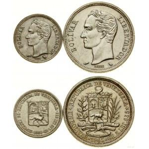 Wenezuela, zestaw: 25 centymów 1960 i 1 bolivar 1965