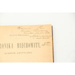 Antoni Borzemski Kronika Miechowity Rozbiór krytyczny [autograf, 1890]
