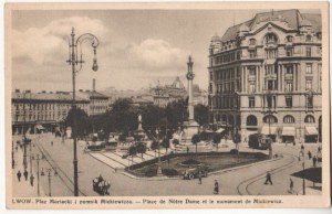 LWÓW Plac Mariacki i pomnik Mickiewicza 1939