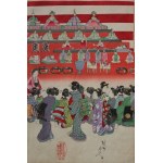 Toyohara Chikanobu, Festival der Marionetten aus der Serie Chiyoda no o-oku - Triptychon