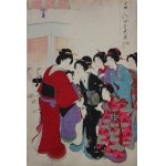 Toyohara Chikanobu, Festival der Marionetten aus der Serie Chiyoda no o-oku - Triptychon