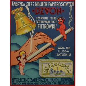 Posters advertising DZWON cigarette thimble and cigarette paper factory,