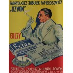 Posters advertising DZWON cigarette thimble and cigarette paper factory,