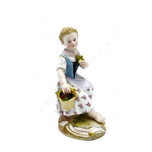 Figúrka Dievča s košíkom kvetov, Meissen