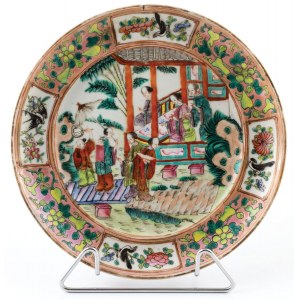 TALERZ ZE SCENĄ DWORSKĄ, Chiny, Kanton, Tongzhi, 1862 -1873