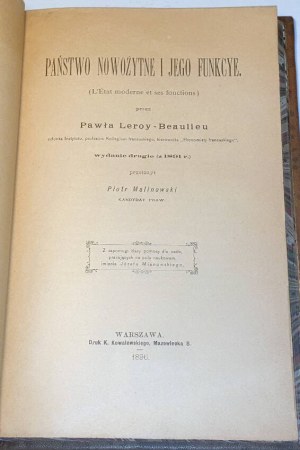 LEROY-BEAULIEU- THE MODERN STATE AND ITS FUNCTIONS