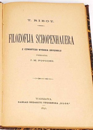 RIBOT- SHOPENHAUER'S PHILOSOPHY 1892