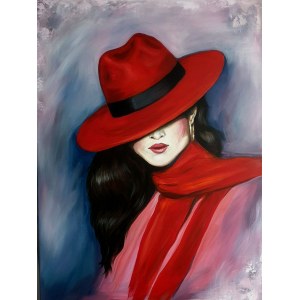 Oksana Malanij, Dáma v červeném klobouku, 2022.