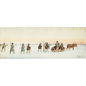 Julian Fałat (1853 Tuligłowy - 1929 Bystra), Return from a hunt