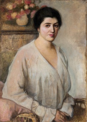 Alfons Karpiński (1875 Rozwadów - 1961 Kraków), Portret damy w fotelu, 1918 r.