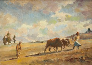 Henryk Sajdak (1905-1995), Ploughing with oxen