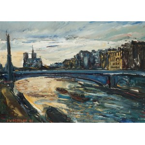 Jozef Wasiolek (1921 Smarglin - 2008 Lodz), Paris at dusk, 1968.