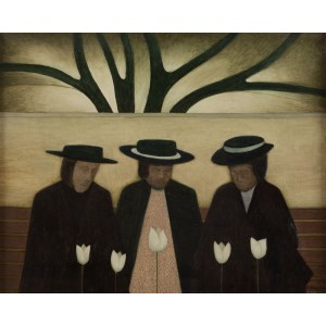 Zdzislaw Struzik (1934 - 2004 ), Three women with tulips, 1969